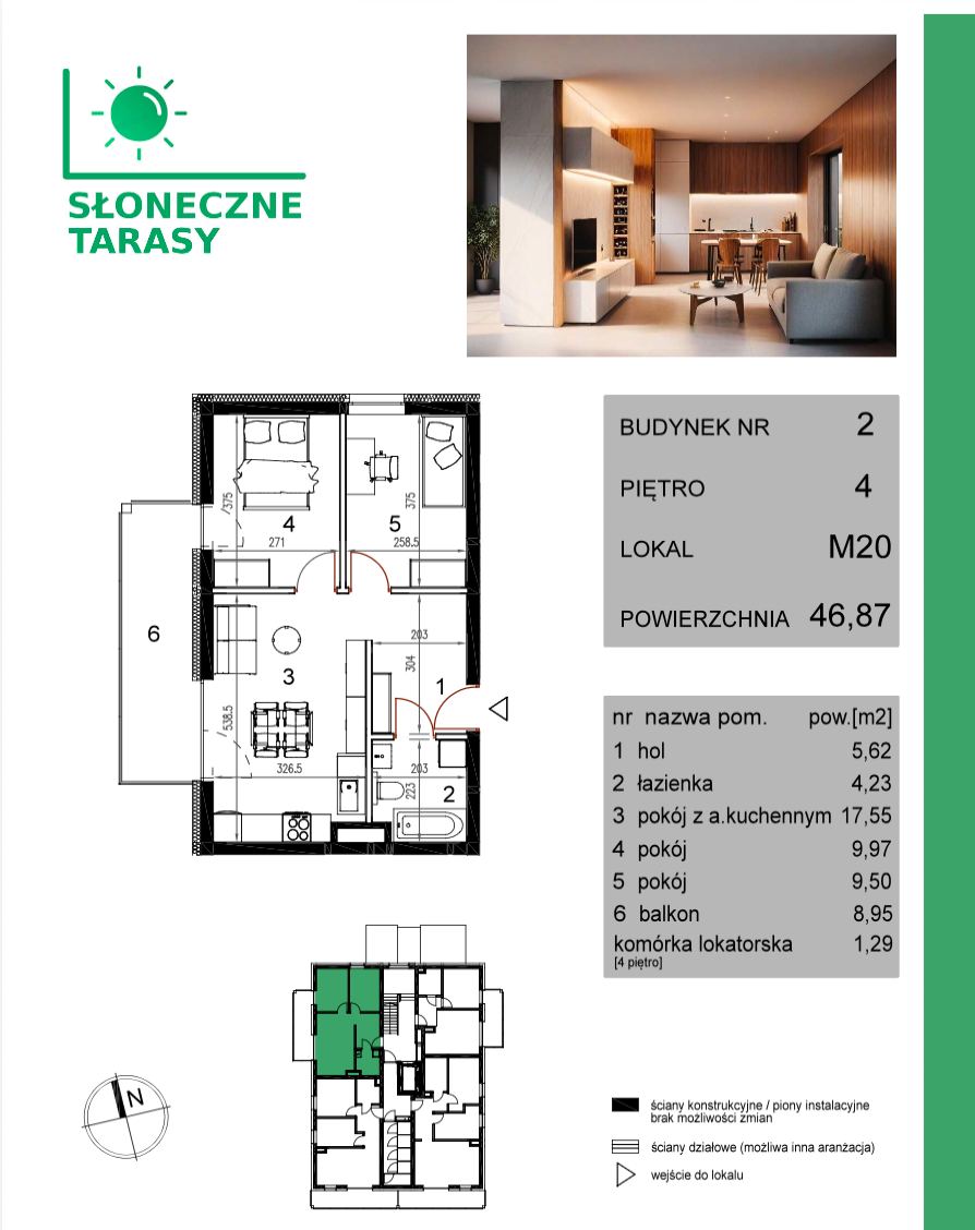3-pokojowe mieszkanie z balkonem i klimatyzacją – 46,81 m² — zdjęcie 34